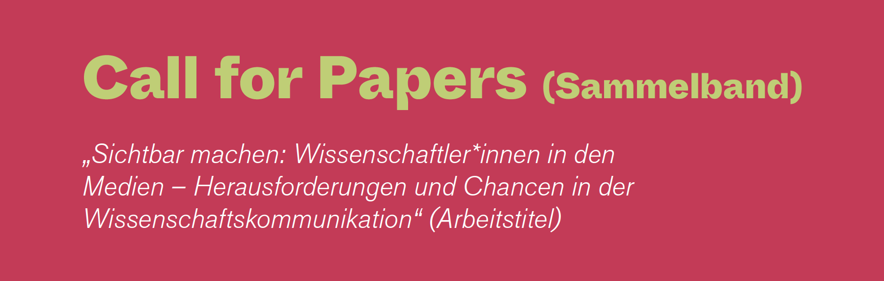 CfP:Werdet Teil unseres Sammelbands!